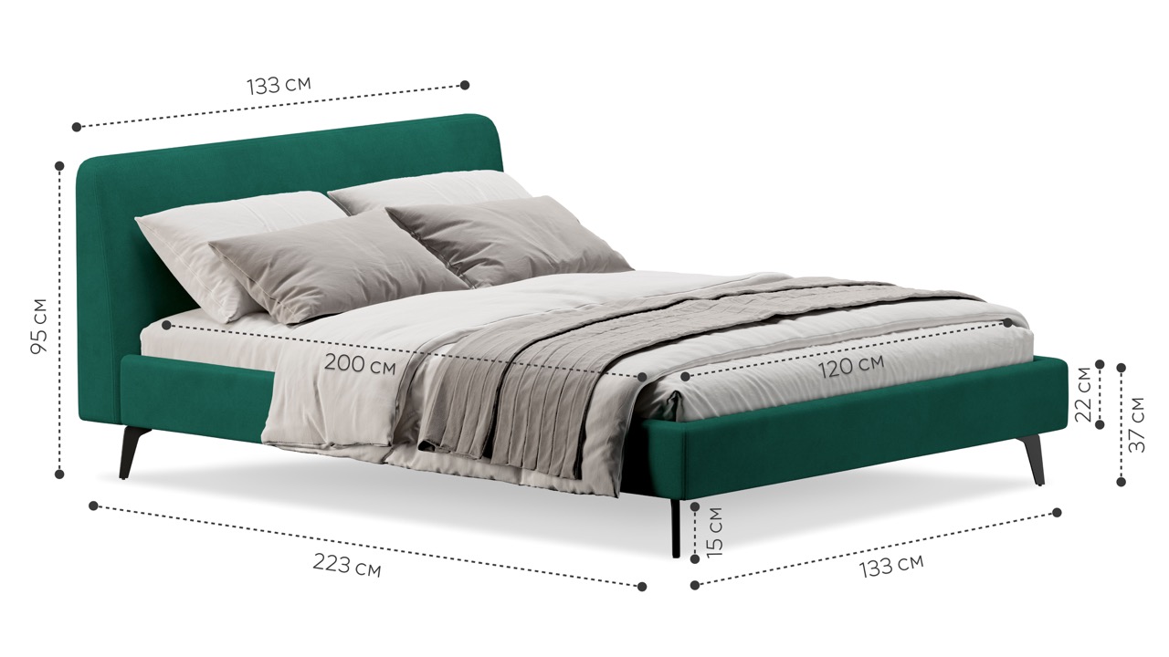 Кровать Симпл на ножках 120х200 велюр velutto soft 667