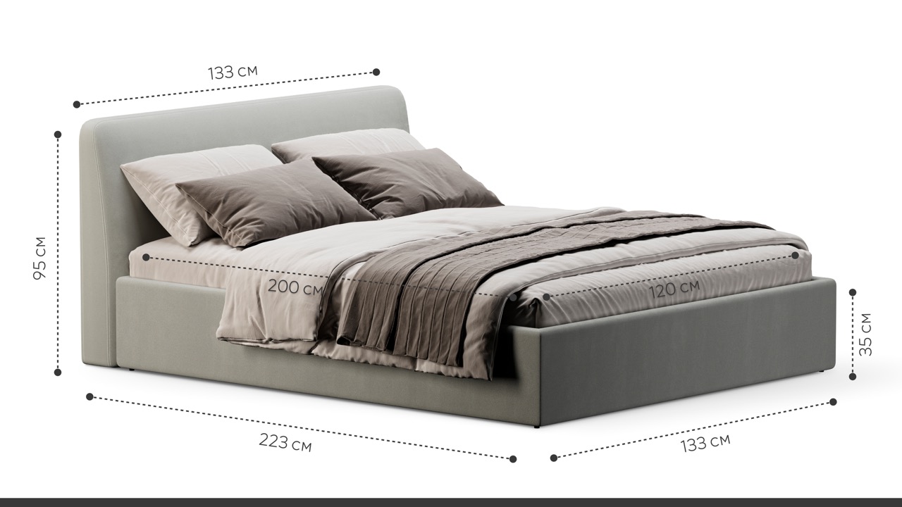 Кровать Симпл 120х200 велюр velutto soft 992